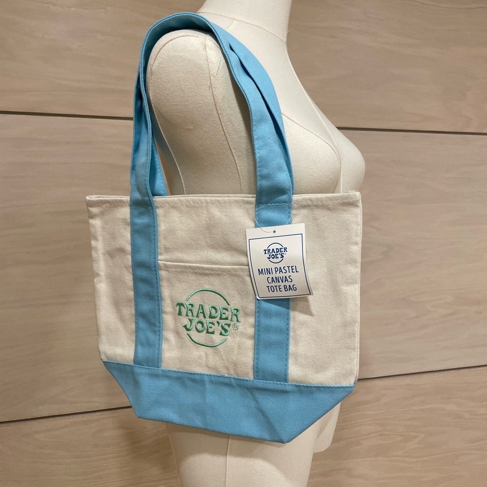 Blue and Cream Canvas Tote Bag